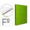 Carpeta carton forrado 4 anillas Liderpapel Paper Coat lomo 40 mm folio verde