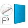 Carpeta carton forrado 4 anillas Liderpapel Paper Coat lomo 40 mm folio celeste
