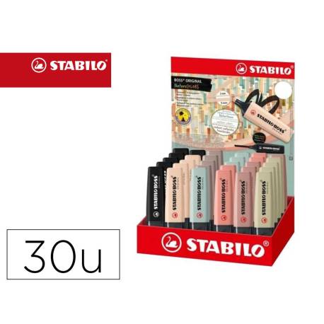 ROTULADOR STABILO BOSS PASTEL FLUORESCENTE 70 NATURE COLORS EXPOSITOR DE 30 UNIDADES COLORES SURTIDOS