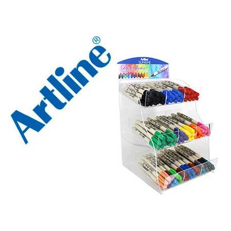 ROTULADOR ARTLINE SUPREME BRUSH BASE DE AGUA PUNTA TIPO PINCEL TRAZO VARIABLE EXPOSITOR DE 108 UNIDADES
