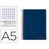 CUADERNO ESPIRAL LIDERPAPEL A5 MICRO WONDER TAPA PLASTICO 120H 90G CUADRO 5MM 5 BANDAS 6 TALADROS COLOR AZUL MARINO