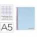 CUADERNO ESPIRAL LIDERPAPEL A5 MICRO WONDER TAPA PLASTICO 120H 90G CUADRO 5MM 5 BANDAS 6 TALADROS COLOR CELESTE