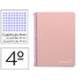 Cuaderno espiral Liderpapel Witty Tamaño cuarto Tapa dura 80 hojas Cuadricula 4 mm 75 g/m2 Con margen color Rosa