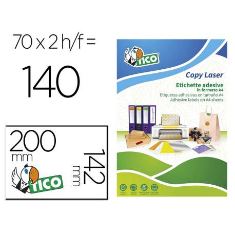 ETIQUETA ADHESIVA TICO AMARILLO FLUOR PERMANENTE FSC LASER/INKJET/FOTOCOPIA 200X142 MM CAJA DE 140 UNIDADES