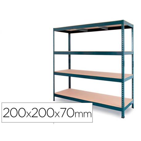 Estanteria metalica ar stocker 200x200x70 cm 4 estantes 450 kg por estante bandeja de madera sin