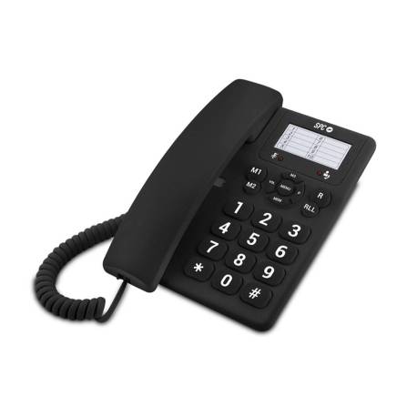TELEFONO SPC SOBREMESA TECLAS GRANDES CON RELLAMADA 3 NIVELES VOLUMEN OPCION MUTE 3 MEMORIAS DIRECTAS COLOR NEGRO