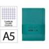 CUADERNO CON GOMILLA ANTARTIK NOTES TAPA DURA A5 HOJAS CUADRICULA VERDE AGUAMARINA 100 HOJAS 80 GR