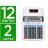 CALCULADORA LIDERPAPEL IMPRESORA PANTALLA PAPEL 58 MM 12 DIGITOS IMPRESION BICOLOR BLANCA 235X155X62 MM
