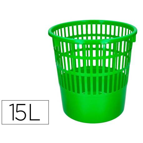 PAPELERA PLASTICO Q-CONNECT 15 LITROS COLOR VERDE 285X290 MM
