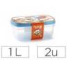 FIAMBRERA PLASTICFORTE TRANSPARENTE TAPA COLOR 1 LITROS PACK 2 UNIDADES
