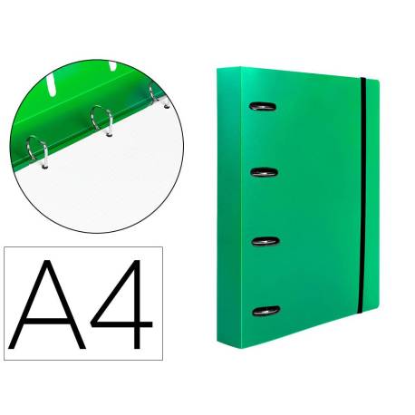 CARPETA 4 ANILLAS 25 MM LIDERPAPEL DIN A4 COLOR VERDE POLIPROPILENO