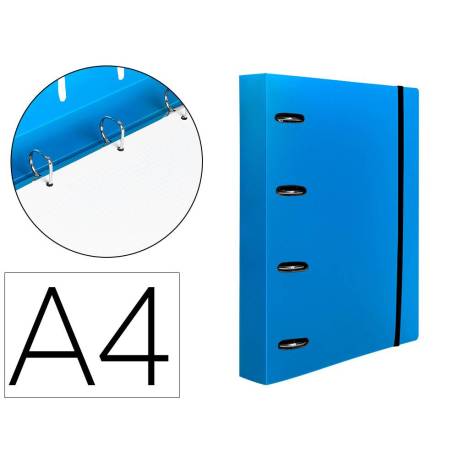 CARPETA 4 ANILLAS 25 MM LIDERPAPEL DIN A4 COLOR AZUL POLIPROPILENO