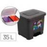 PAPELERA CONTENEDOR PLASTICFORTE PLASTICO CON PEDAL 2 COMPARTIMENTOS 35 LITROS GRIS OSCURO