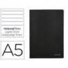 Libreta escolar Liderpapel tapa negra A5 con 80 hojas de 60g/m2. Rayado horizontal con doble margen.