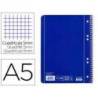 Cuaderno espiral Liderpapel Din A5 micro serie azul tapa blanda 80h 75 gr cuadro5mm 6 taladros azul
