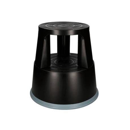 Taburete q-connect ruedas retractiles tres ruedas dos niveles negro