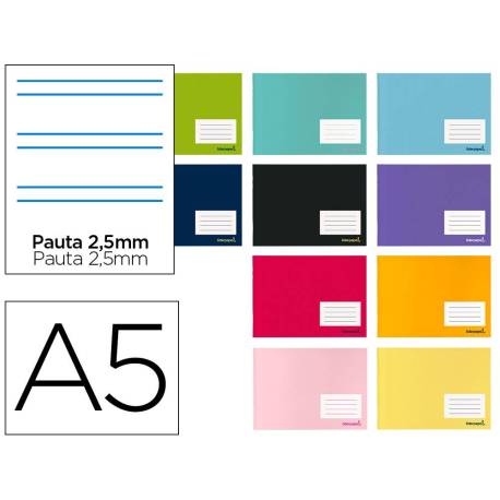 Libreta escolar Liderpapel A5 horizontal 32 hojas colores surtidos