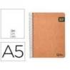 CUADERNO ESPIRAL LIDERPAPEL A5 TAPA CARTULINA KRAFT CONTRACOLADA 120H PAPEL 100% RECICLADO 80 GR LISO