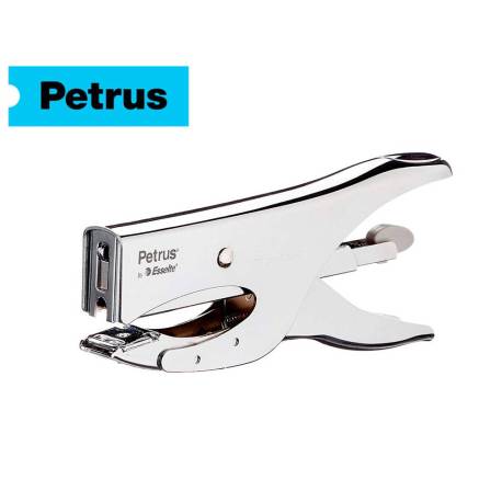 GRAPADORA PETRUS DE TENAZA 222 METALICA CROMADA CAPACIDAD DE GRAPADO 40 HOJAS USA GRAPAS 22/6-8 Y 24/6-8