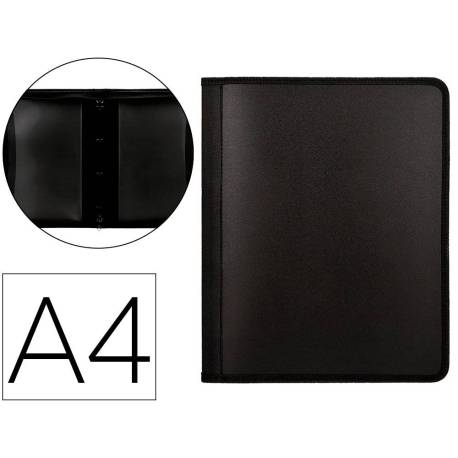 CARPETA LIDERPAPEL 4 ANILLAS 25 MM DIN A4 COLOR NEGRO POLIPROPILENO