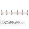 PERCHERO LIDERPAPEL PARED METALICO 6 COLGADORES COLOR PLATA MATE 430X88X55 MM