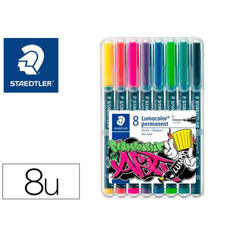 ROTULADOR STAEDTLER LUMOCOLOR RETROPROYECCION PUNTA DE FIBRA 318 ESTUCHE DE 8 UNIDADES COLORES SURTIDOS