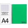 CUADERNO ESPIRAL LIDERPAPEL A4 MICRO WONDER TAPA PLASTICO 120H 90GR CUADRO 5MM 5 BANDAS 4 TALADROS COLOR VERDE OSCURO