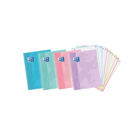 CUADERNO ESPIRAL OXFORD EUROPEANBOOK 10 TOUCH TAPA EXTRADURA DIN A4+ 150 HOJAS CUADRO 5 MM COLORES PASTEL