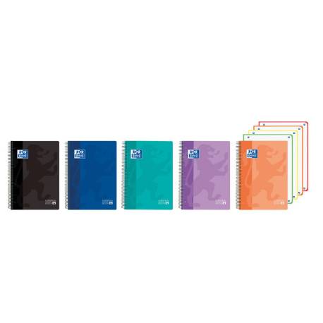 CUADERNO ESPIRAL OXFORD EUROPEANBOOK 4 CLASSIC TAPA PLASTICO DIN A5+ 120 HOJAS CUADRO 5 MM COLORES VIVOS
