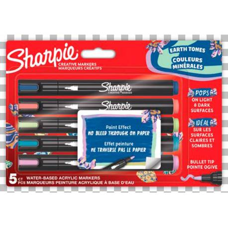 ROTULADOR SHARPIE ACRILICO EARTH TONES BLISTER DE 5 UNIDADES COLORES SURTIDOS
