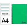 CUADERNO ESPIRAL LIDERPAPEL A4 WONDER TAPA PLASTICO 80H 90GR PAUTA ESTRECHA 2,5MM CON MARGEN COLOR VERDE OSCURO