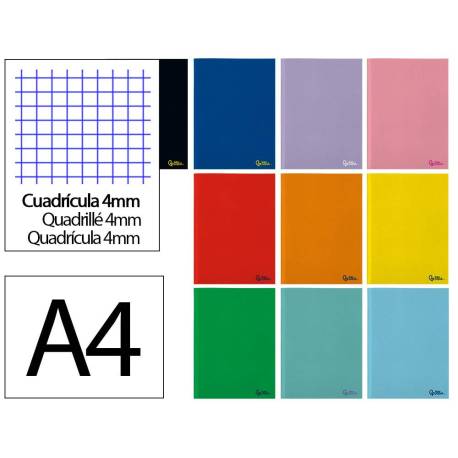 LIBRETA LIDERPAPEL SMART A4 48 HOJAS 75G/M2 CUADRO 4MM CON MARGEN COLORES SURTIDOS