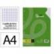RECAMBIO LIDERPAPEL DIN A4 100 HOJAS 75 GR CUADRO 4 MM CON MARGEN 4 TALADROS