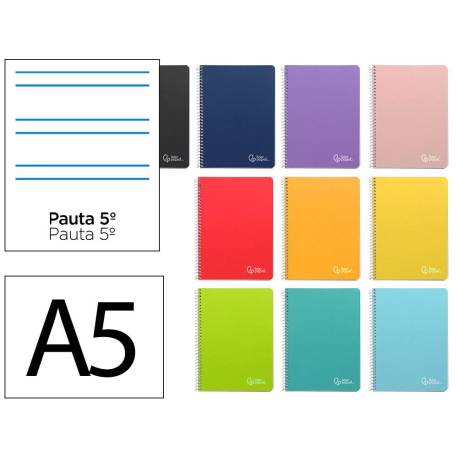 CUADERNO ESPIRAL LIDERPAPEL DIN A5 WITTY TAPA DURA 80H 90GR RAYADO MONTESSORI 5 MM COLORES SURTIDOS