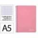 CUADERNO ESPIRAL LIDERPAPEL DIN A5 WITTY TAPA DURA 80H 90GR CUADRO 4MM CON MARGEN COLOR ROSA