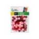 POMPONES DE COLORES LIDERPAPEL 1,5 CM TONALIDADES ROJAS BOLSA CON 80 UNIDADES