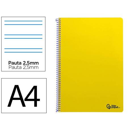 CUADERNO ESPIRAL LIDERPAPEL DIN A4 SMART TAPA BLANDA 80H 75GR PAUTA 2,5MM CON MARGEN COLOR AMARILLO
