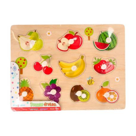 PUZLE INFANTIL IMAGINOVO MADERA FRUTAS +18 MESES 10 PIEZAS 30X22,5X1,5CM