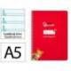 CUADERNO ESPIRAL LIDERPAPEL DI N A5 PAUTAGUIA TAPA DURA 80H 90 GR CUADRO PAUTADO 5MM COLOR ROJO