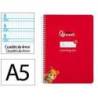 CUADERNO ESPIRAL LIDERPAPEL DI N A5 PAUTAGUIA TAPA DURA 80H 90 GR CUADRO PAUTADO 4MM COLOR ROJO