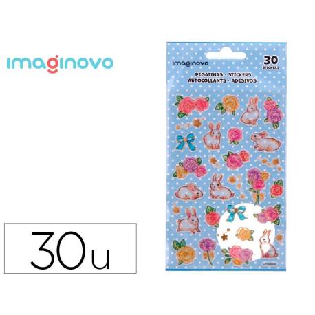 PEGATINAS IMAGINOVO FLORES Y CONEJOS DE PAPEL 190X104 MM EN BLISTER