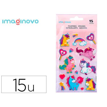 PEGATINAS IMAGINOVO UNICORNIOS MAGIC DREAMS CON BRILLO 190X105 MM EN BLISTER
