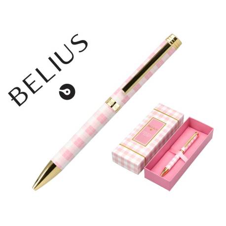 ROLLER BELIUS PERFECT PICNIC DAY ALUMINIO COLOR ROSA DORADO TINTA COLOR NEGRO CAJA DE DISEÑO