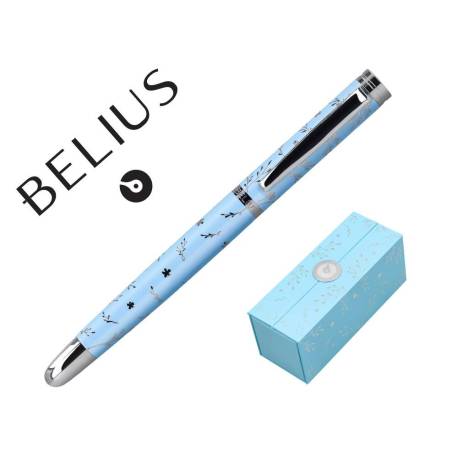 ROLLER BELIUS BELLA ALUMINIO COLOR AZUL CELESTE DISEÑO PLATEADO RELIEVE TINTA COLOR NEGRO CAJA DE DISEÑO