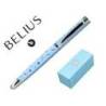 ROLLER BELIUS BELLA ALUMINIO COLOR AZUL CELESTE DISEÑO PLATEADO RELIEVE TINTA COLOR NEGRO CAJA DE DISEÑO