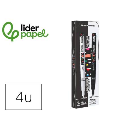 ROTULADOR LIDERPAPEL ACRYLIC BASE AGUA TODO TIPO DE SUPERFICIE PUNTA FINA 0,7 MM CAJA DE 4 PERFILADORES