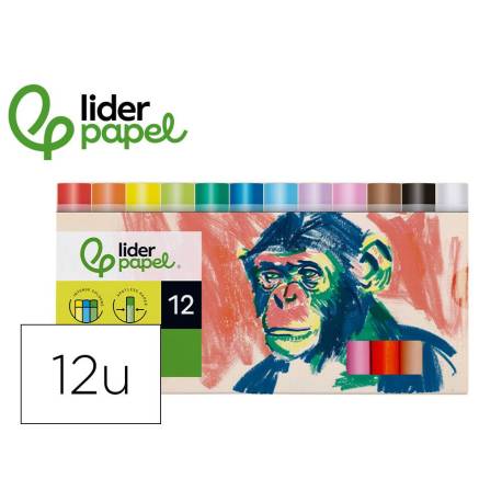 LAPICES CERA BLANDA LIDERPAPEL REDONDA CAJA DE 12 UNIDADES COLORES SURTIDOS