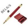 PLUMA Y ESTUCHE BELIUS SOIREE COLOR ART DECO GRANATE Y DORADO TINTA AZUL CAJA DE DISEÑO