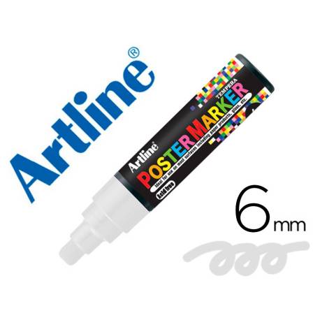 Rotulador Artline Poster Marker EPP-6 Punta Redonda Trazo 6mm Color Blanco