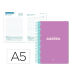 AGENDA ESCOLAR LIDERPAPEL 25-26 ESPIRAL CLASSIC MORADO DIA PAGINA A5 BILINGÜE PAPEL FSC 70 GR